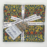 Lot de 4 carrés de tissu Crafty By Chatham Glyn William Morris 100 % percale de coton, 50 x 55 cm de large, pour travaux manuels, patchwork et loisirs créatifs pour enfants